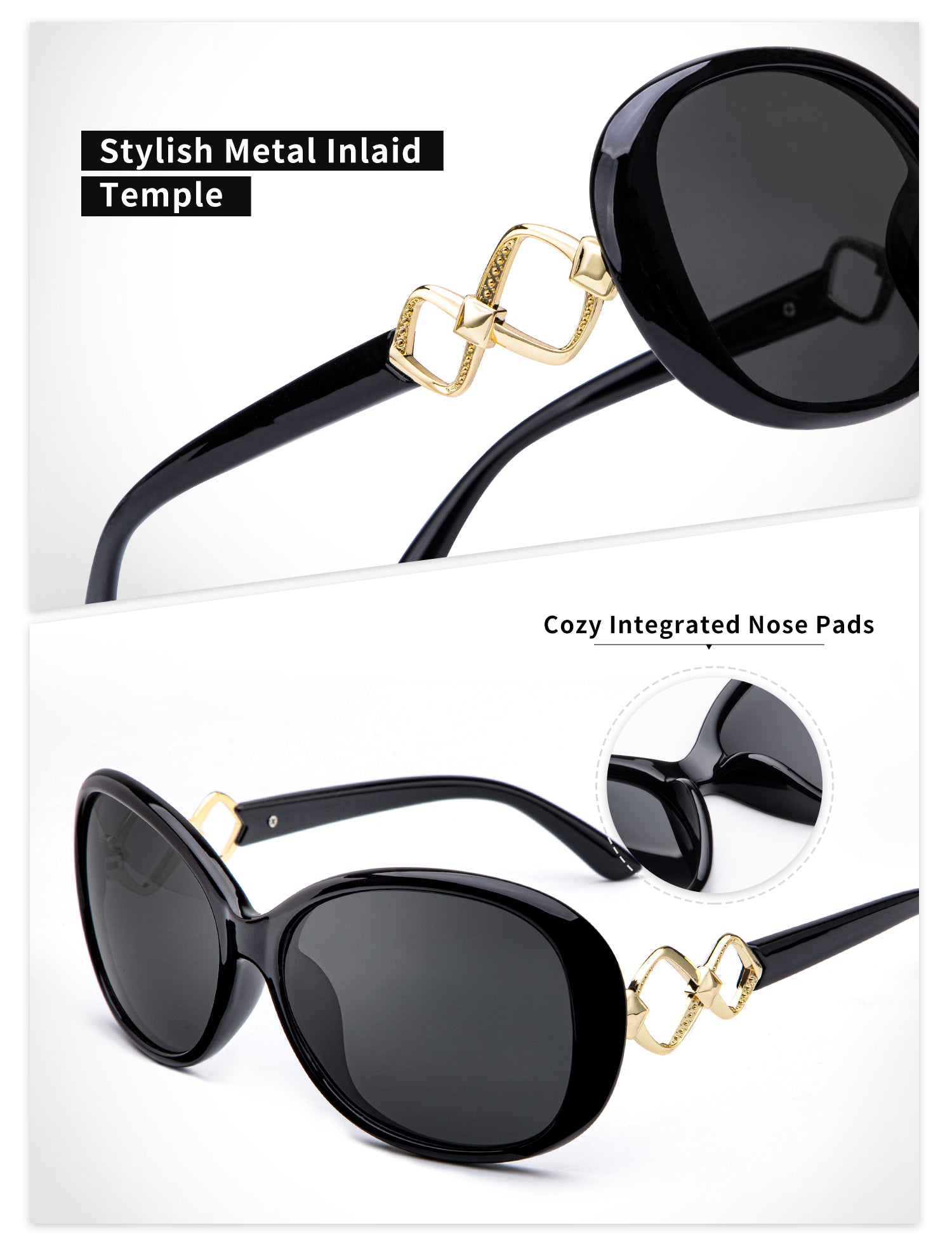 KALIYADI Polarized Sunglasses for Women,Oversized Sun Glasses UV Blocking(WMKAS3703-1-3)