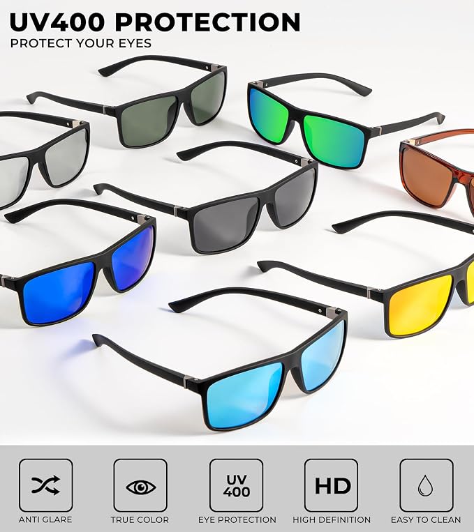KALIYADI Polarized Mens Sun-Glasses Sunglasses-Men : Classic Sunglasses with UV Protection for Fishing Driving Golf KAS11-1-3-4-8