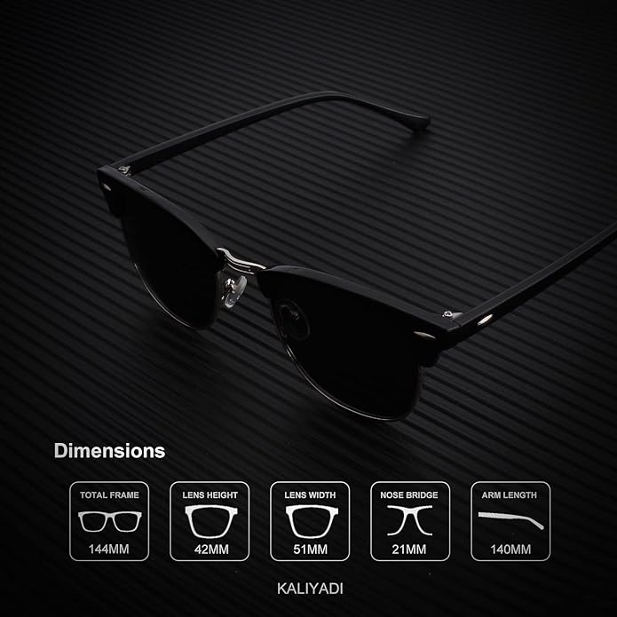KALIYADI Sunglasses Men Polarized Sunglasses for Men Women Unisex Semi-Rimless Frame Retro Driving Sun Glasses UV Blocking FBAS23-4-5-6