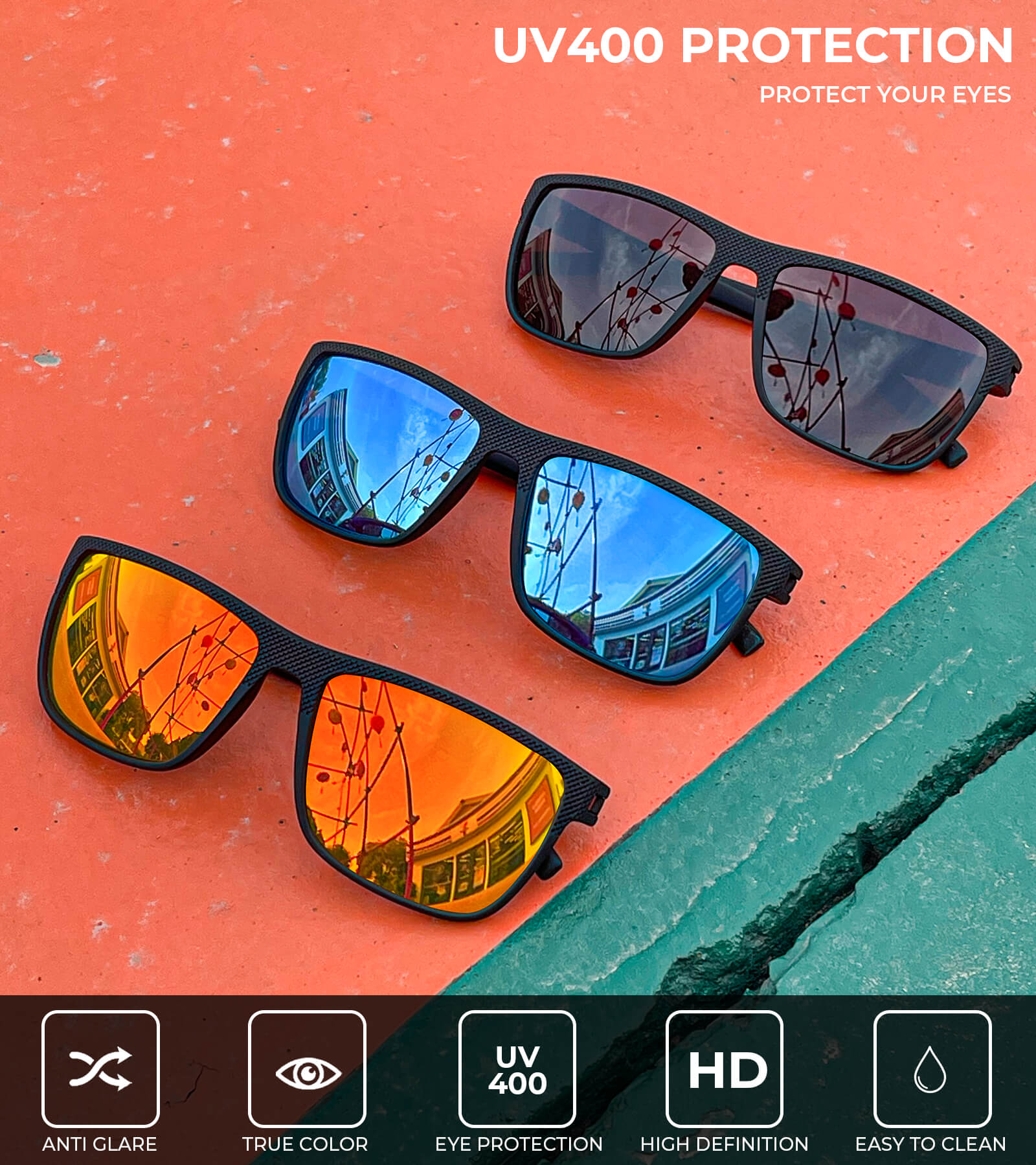 KALIYADI Polarized Sunglasses Men,Lightweight Mens Sunglasses Polarized UV Protection Driving Fishing Golf(WMS45-1-4-6)