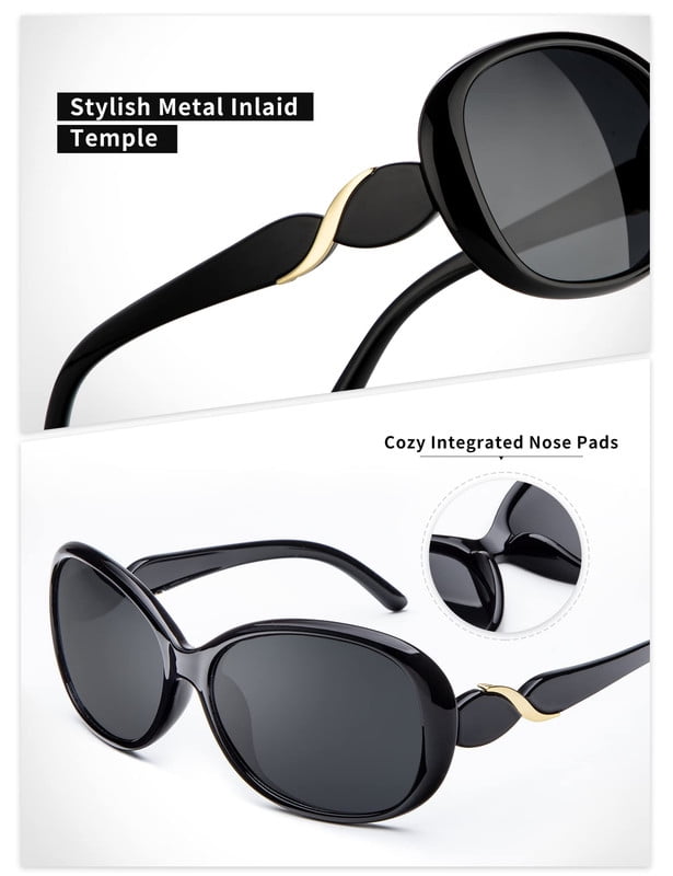 KALIYADI Oversized Sunglasses for Women, Polarized Trendy Vintage Ladies Sun Glasses with UV Protection(WMKAS3702-1)