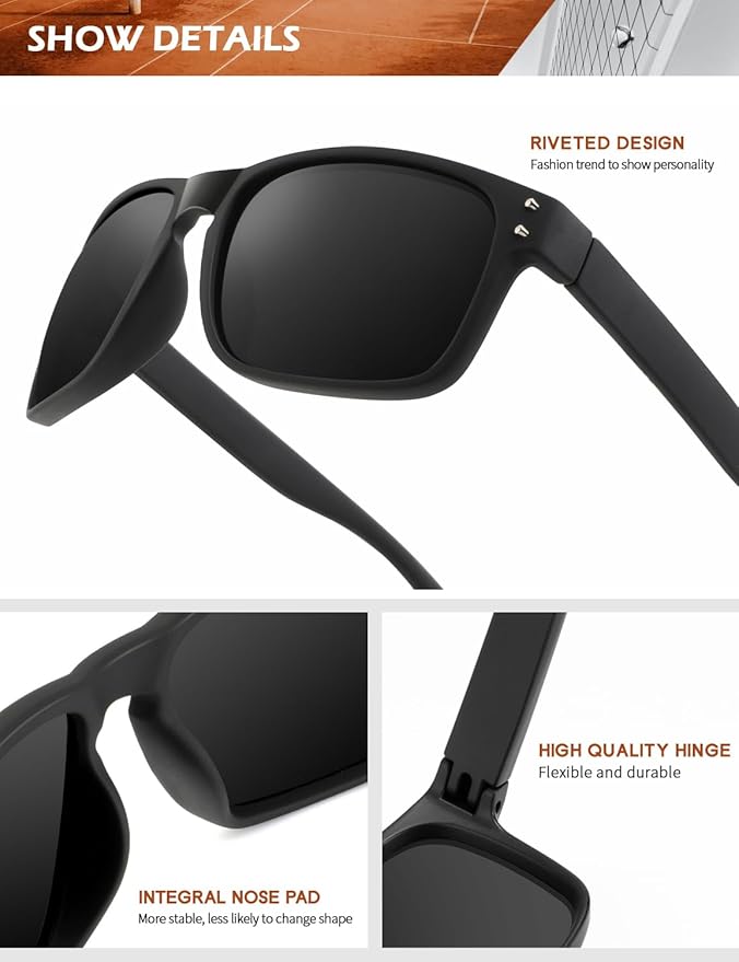 KALIYADI Polarized Sunglasses for Men and Women Vintage Style Sun Glasses for Fishing Running Driving with UV Protection S66-2-6-10