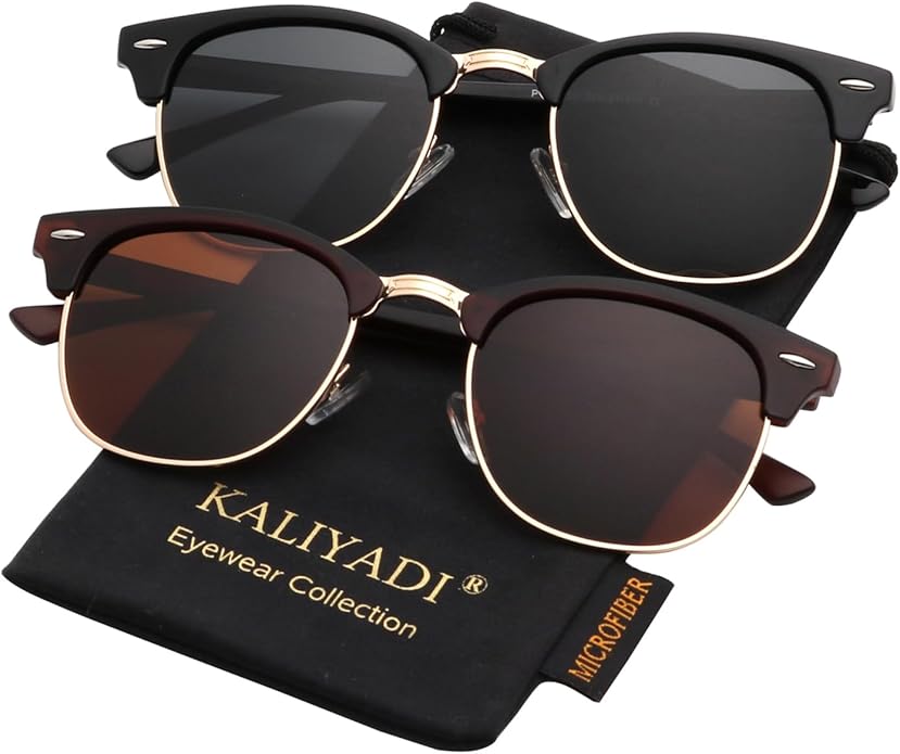 KALIYADI Polarized Sunglasses for Men and Women Semi-Rimless Frame Driving Sun glasses UV Blocking S23-1-6