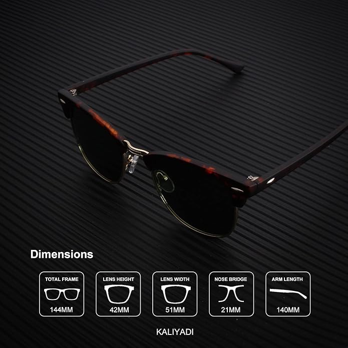 KALIYADI Polarized Sunglasses for Men and Women Semi-Rimless Frame Driving Sun glasses UV Blocking S23-2