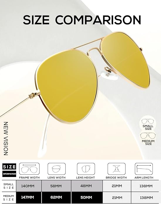 KALIYADI Classic Aviator Sunglasses for Men Women Driving Sun glasses Polarized Lens UV Blocking S24-17