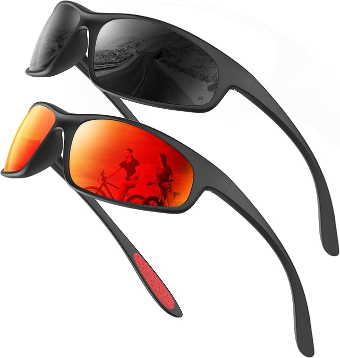 KALIYADI Mens-Sunglasses Polarized Sunglasses-Men Sports: Sport Sun Glasses for Running Cycling Fishing with UV Protection S90-1-4