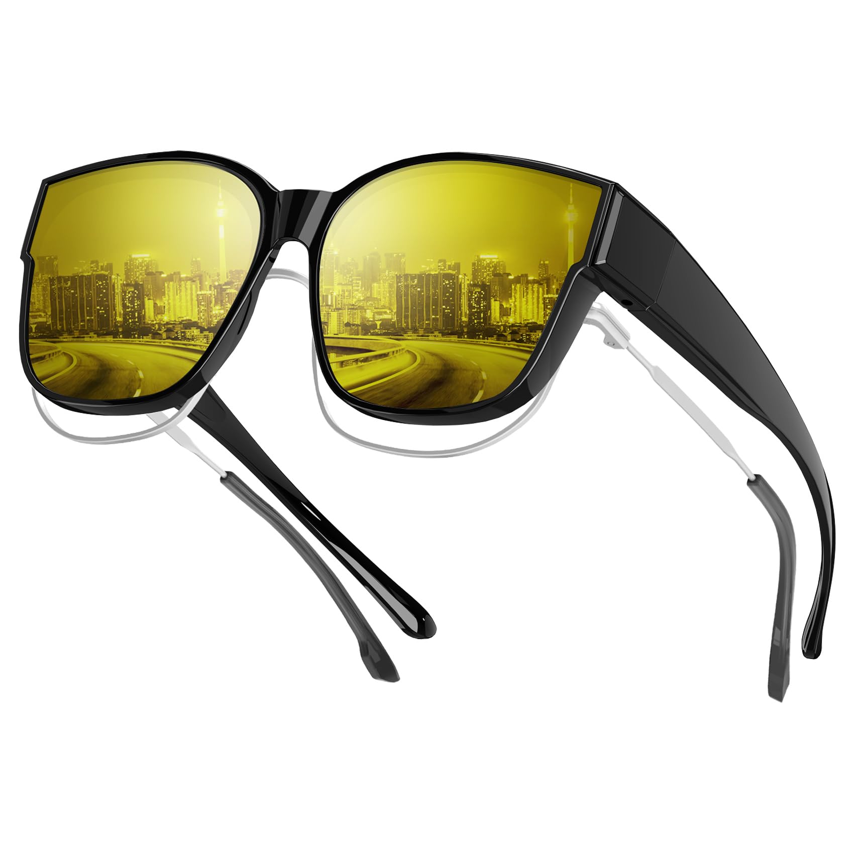 KALIYADI Night-Vision Driving Glasses Fit-Over-Eyeglasses:Anti-Glare Oversized Glasses for Men Women High Definition Lens XXL(WMKAS108-8)