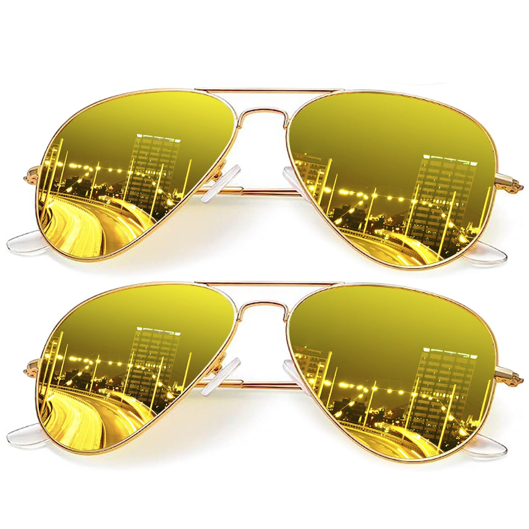 KALIYADI Classic Aviator Night Vision Glasses for Men Women Driving Sun glasses Polarized Lensn WMS24-17-17