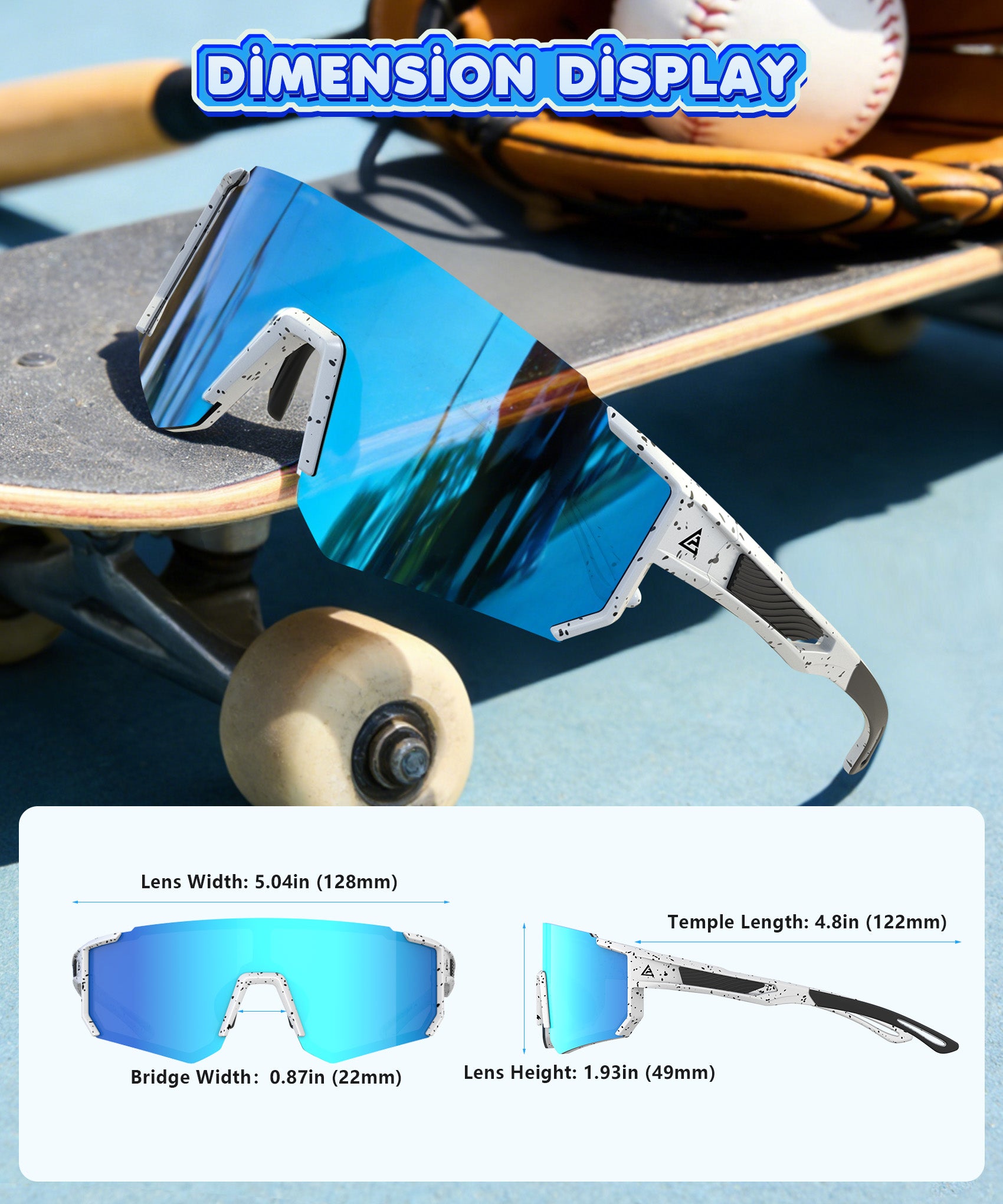Kids-Sunglasses Toddler-Sunglasses Baseball Running UV400 Protection Age 6-14 (S228-1-4-10)