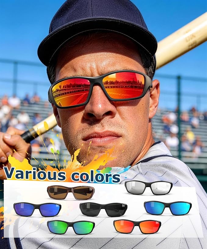 KALIYADI Polarized-Sunglasses-Men Sports Mens-Sunglasses Women: Sun Glasses with UV400 Protection for Cycling Fishing Running KAS68-1-3-5