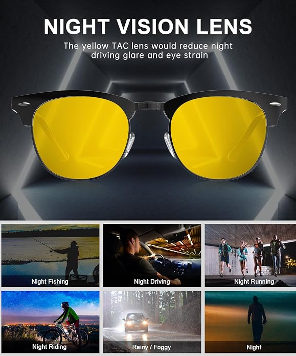 KALIYADI Polarized Sunglasses for Men and Women Semi-Rimless Frame Driving Sun glasses UV Blocking KAS23-30-32