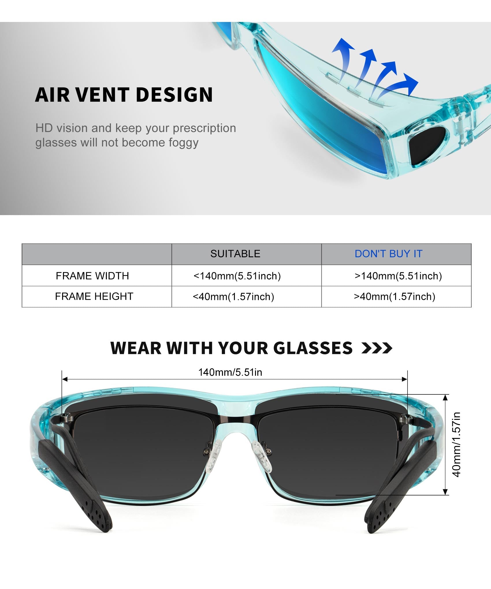 KALIYADI Sunglasses Fit-Over-Glasses Polarized Sunglasses-Men: Wrap Around Sunglasses Womens with UV Protection for Driving(WMS105-1-3-6)