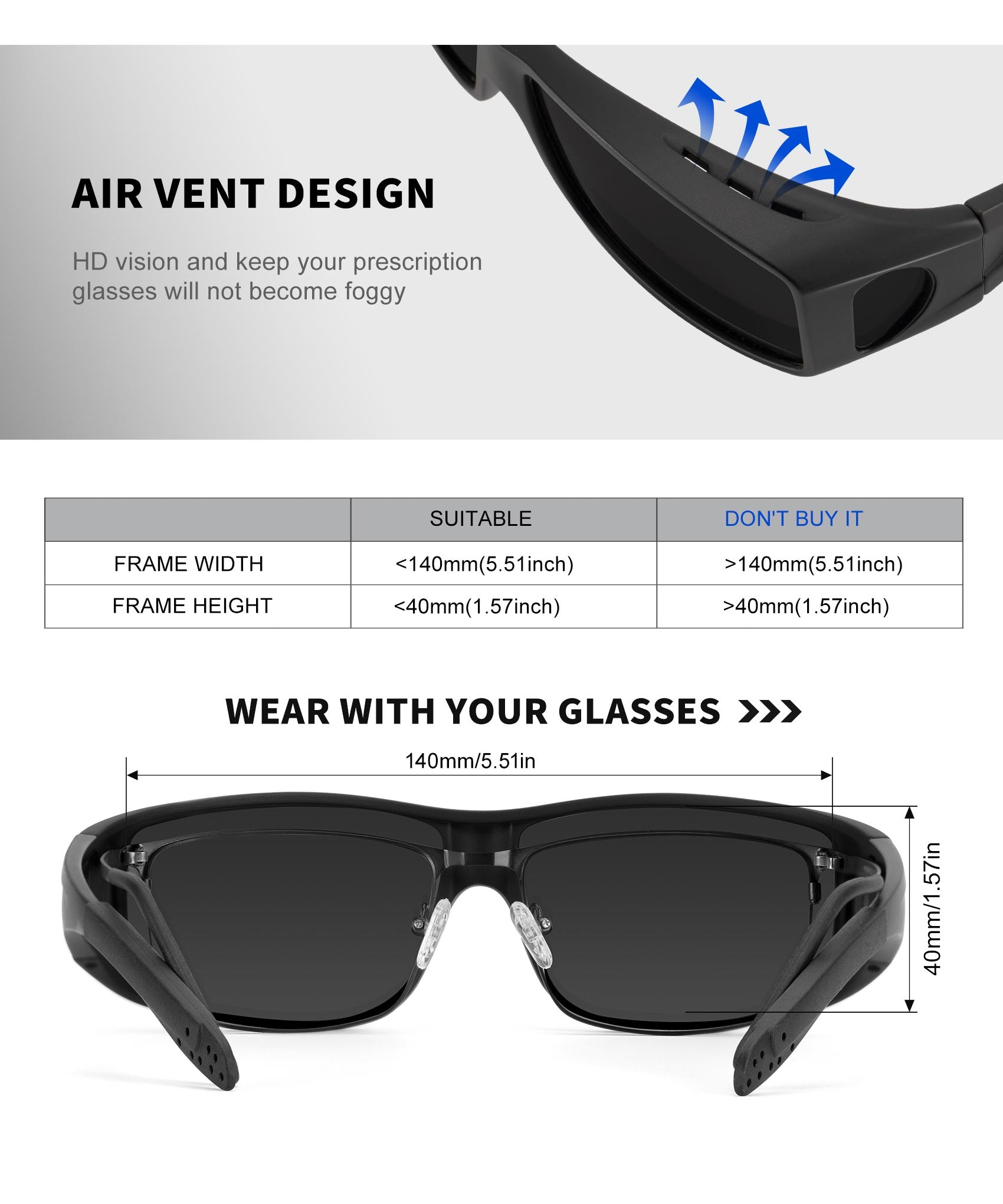KALIYADI Sunglasses Fit-Over-Glasses Polarized Sunglasses-Men: Wrap Around Sunglasses Womens with UV Protection for Driving(WMS105-1-3-6)