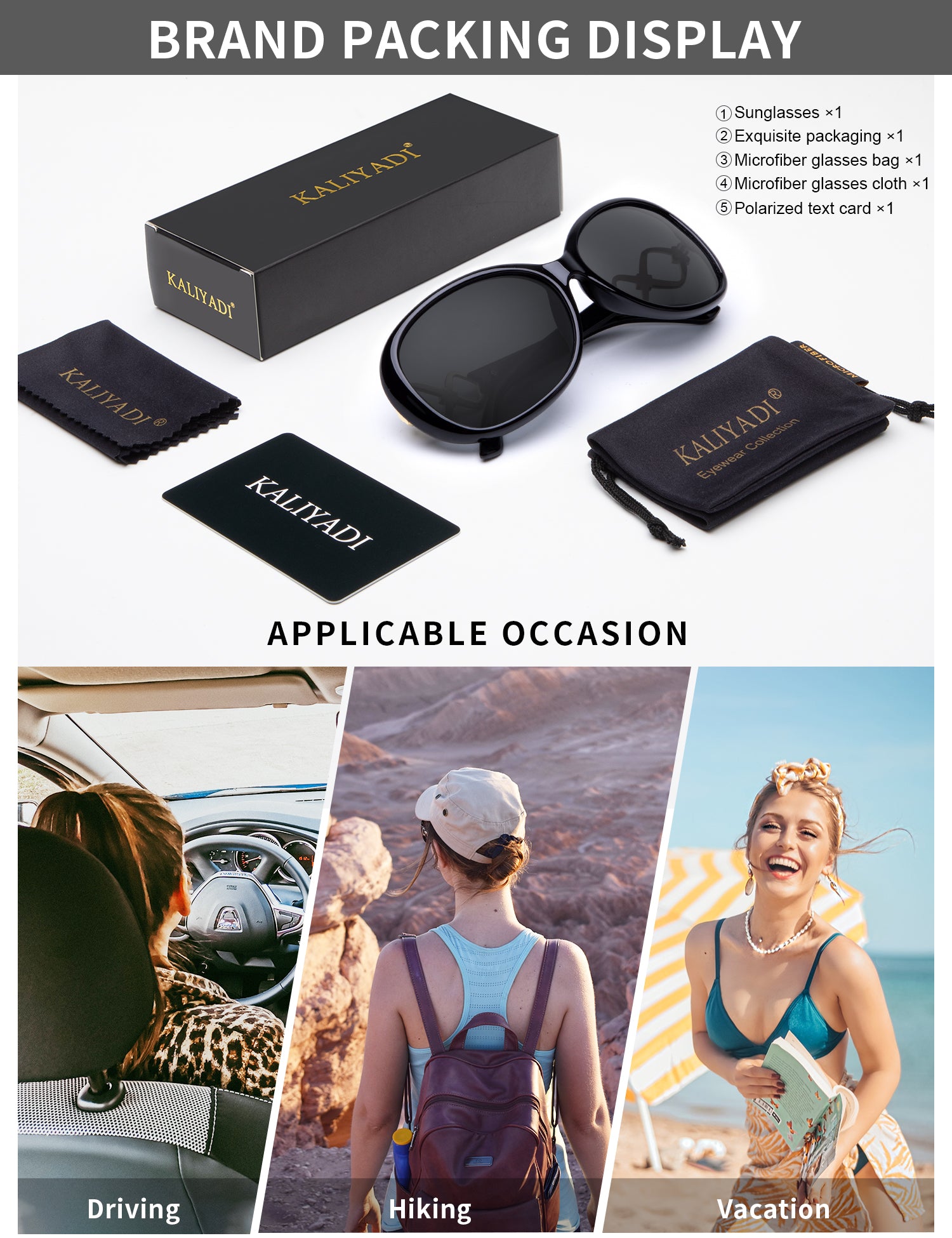 KALIYADI Polarized Sunglasses for Women,Oversized Sun Glasses UV Blocking(WMKAS3703-1-3)