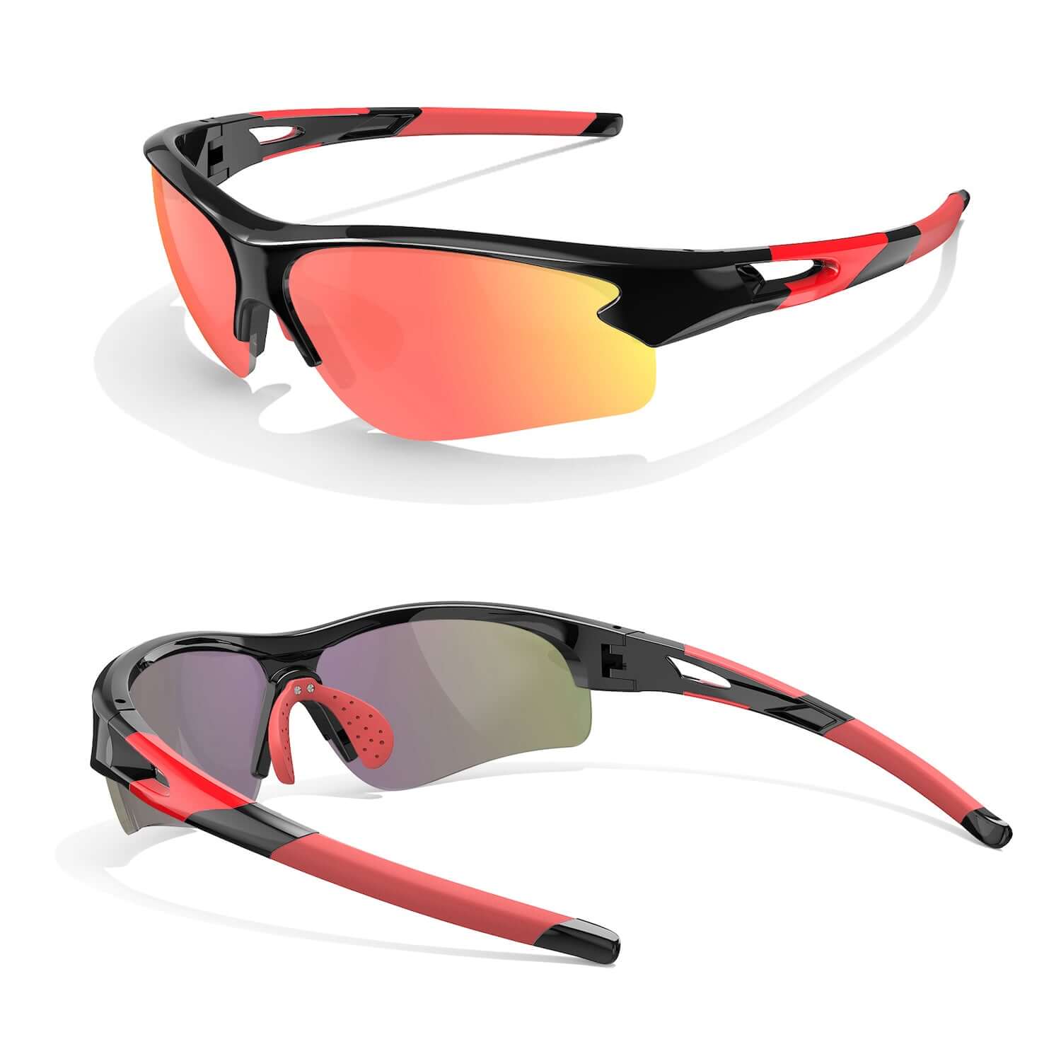 custom sunglasses rayguard (gloss black frame + red lens + red nose pads + red temples cover)