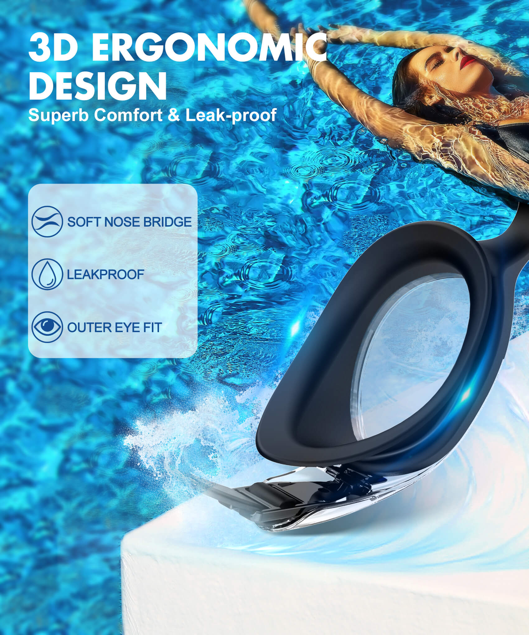KALIYADI Swim Goggles Adult Goggles-Swimming-men and Women: Anti Fog No Leak and Ultra-wide Field of View 3 Pack WMKAY01-1-2-3