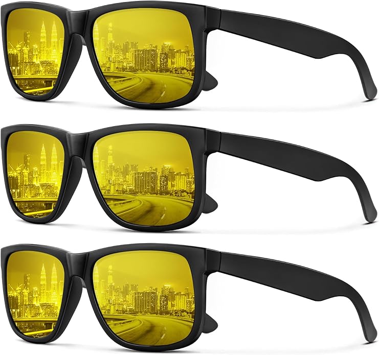 KALIYADI Sunglasses Men Polarized Sun glasses for Mens Womens Classic Matte Black Frame UV Protection 3pack S65-19-19-19