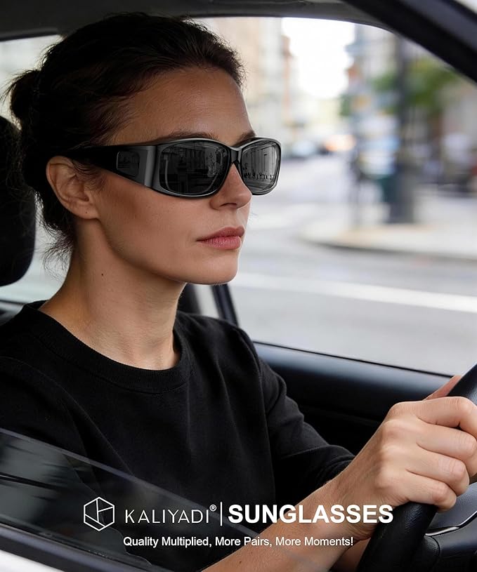 KALIYADI Polarized Sunglasses-Men Women Fit-Over-Glasses: Wrap Around Womens Sunglasses with UV400 for Driving Fishing Golf 238-4