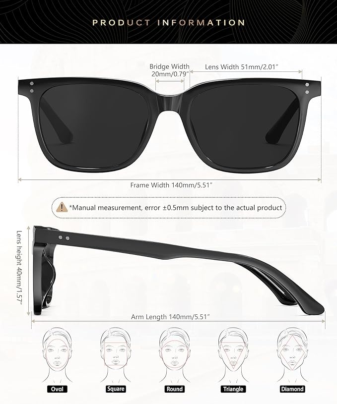 KALIYADI Mens Sunglasses Womens Sunglasses Small Face: Square Polarized Sunglasses-Men for Driving Fishing Golf UV400 S83-1