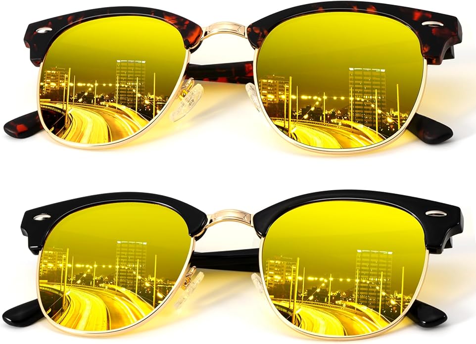 KALIYADI Sunglasses Men Polarized Sunglasses for Men Women Unisex Semi-Rimless Frame Retro Driving Sun Glasses UV Blocking S23-29-31