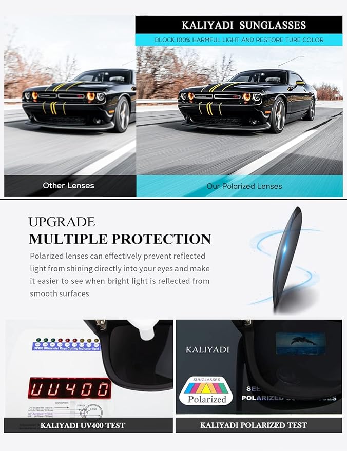 KALIYADI Sunglasses-Men Polarized-Sunglasses for Men: Classic Sun Glasses for Driving Fishing Golf with UV400 Protection S65-1