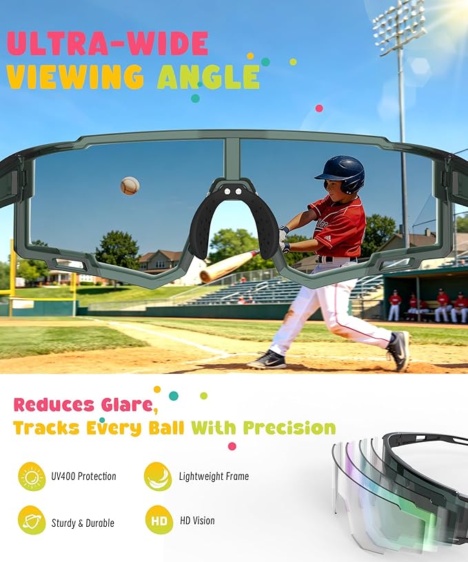 KALIYADI Polarized Kids-Sunglasses Sports Sunglasses-for-Kids: Boys Girls Sun Glasses with UV400 for Running Cycling Age 6-14 S168-11-13-14