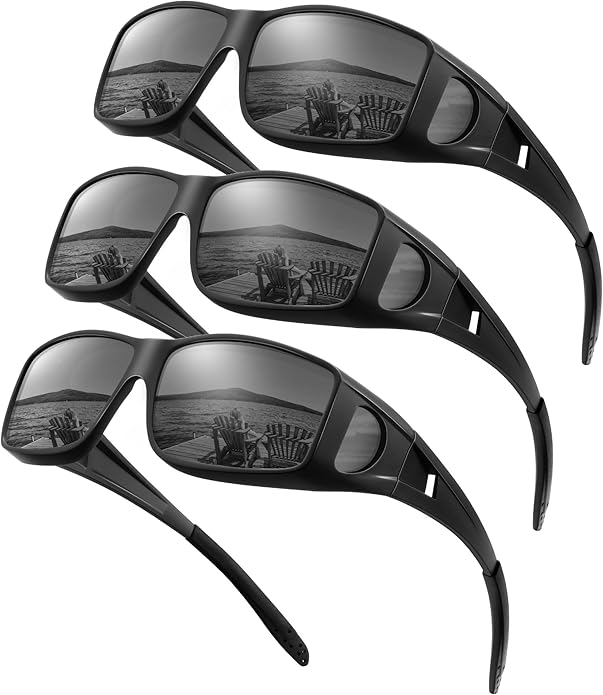KALIYADI Sunglasses Fit-Over-Glasses Polarized Sunglasses-Men: Wrap Around Sun Glasses Womens with UV Protection for Driving S105-1-1-1