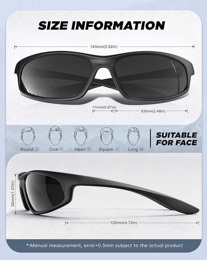 KALIYADI Mens-Sunglasses Polarized Sunglasses-Men Sports: Sport Sun Glasses for Running Cycling Fishing with UV Protection S90-1-4