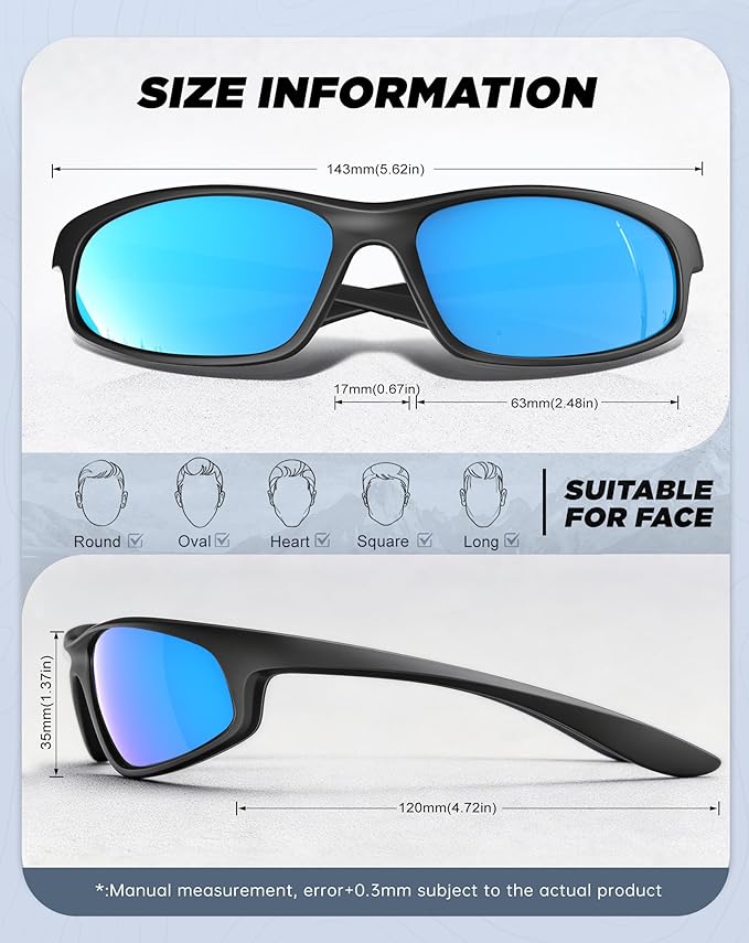 KALIYADI Mens-Sunglasses Polarized Sunglasses-Men Sports: Sport Sun Glasses for Running Cycling Fishing with UV Protection S90-1-2-4
