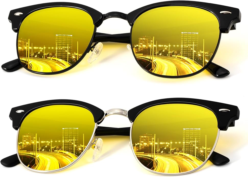 KALIYADI Polarized Sunglasses for Men and Women Semi-Rimless Frame Driving Sun glasses UV Blocking S23-30-32