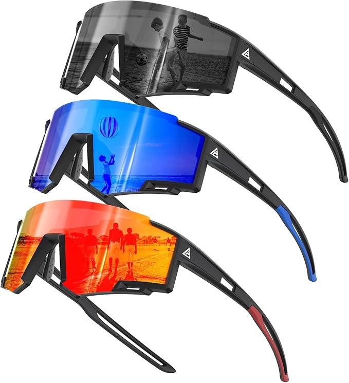 KALIYADI Polarized Kids-Sunglasses Sports Sunglasses-for-Kids: Boys Girls Sun Glasses with UV400 for Running Cycling Age 6-14 S168-11-13-14
