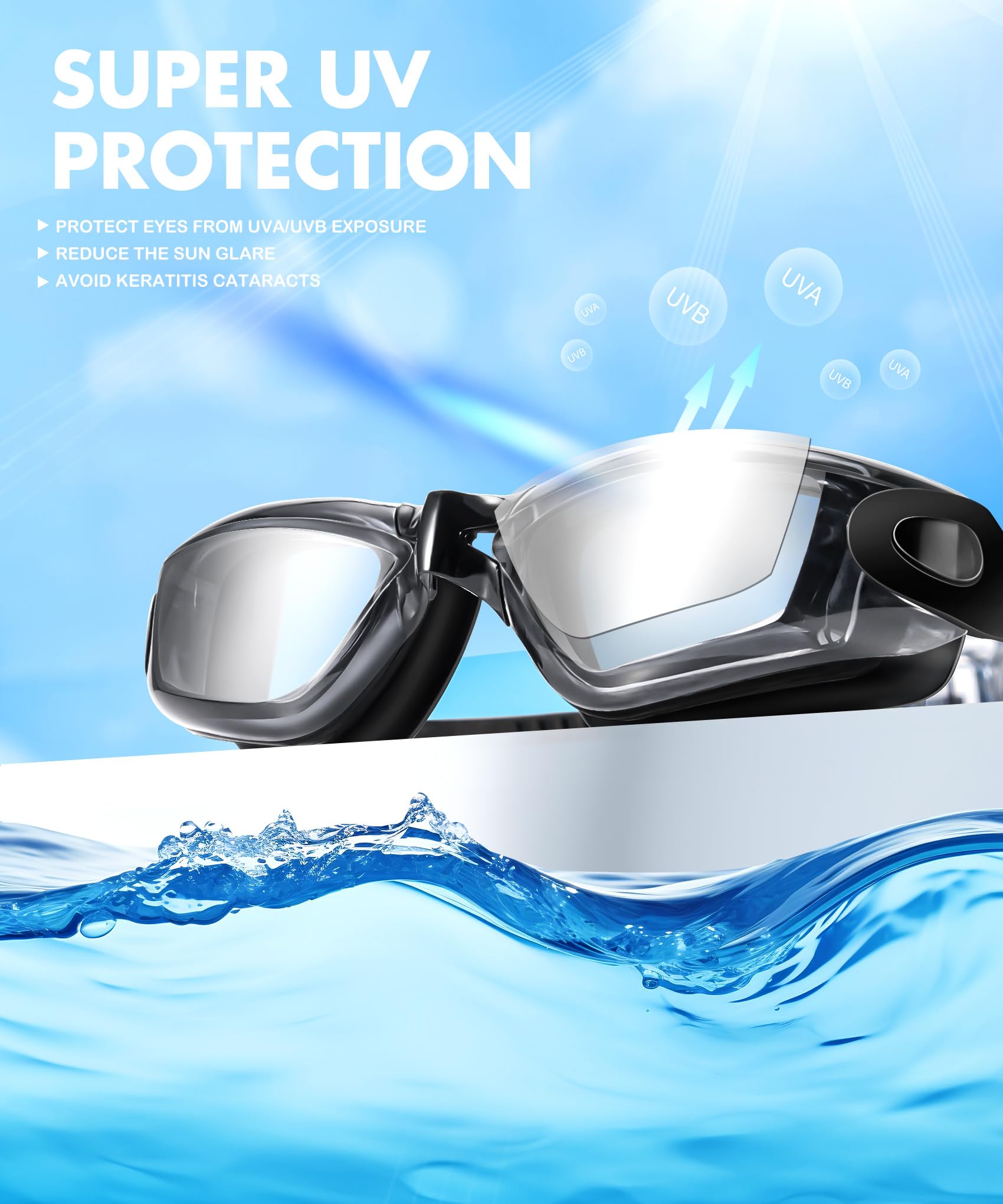 KALIYADI Swim Goggles Adult Goggles-Swimming-men and Women: Anti Fog No Leak and Ultra-wide Field of View 3 Pack WMKAY01-1-2-3