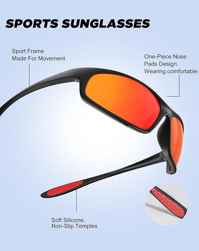 KALIYADI Mens-Sunglasses Polarized Sunglasses-Men Sports: Sport Sun Glasses for Running Cycling Fishing with UV Protection S90-1-3