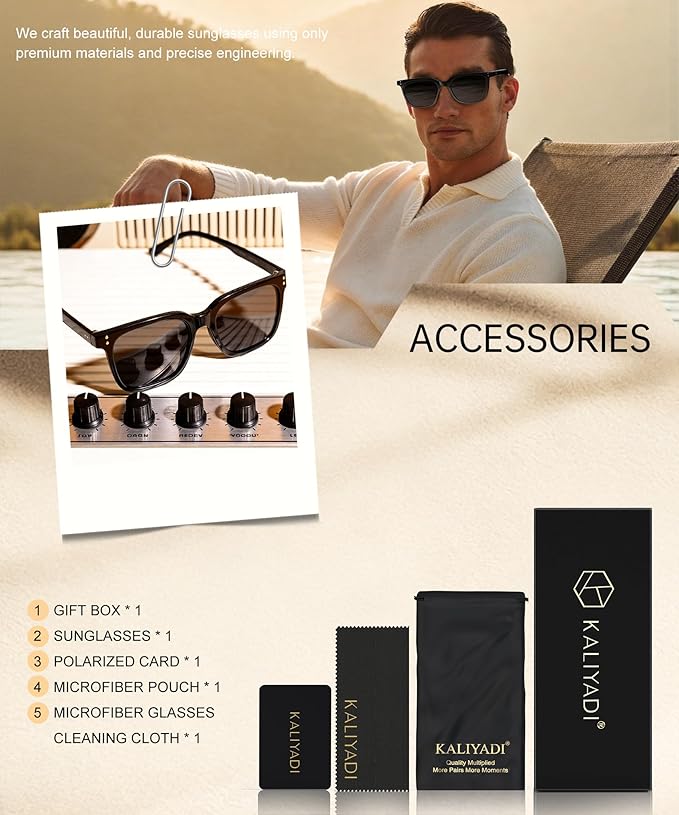 KALIYADI Mens Sunglasses Womens Sunglasses Small Face: Square Polarized Sunglasses-Men for Driving Fishing Golf UV400 S83-1
