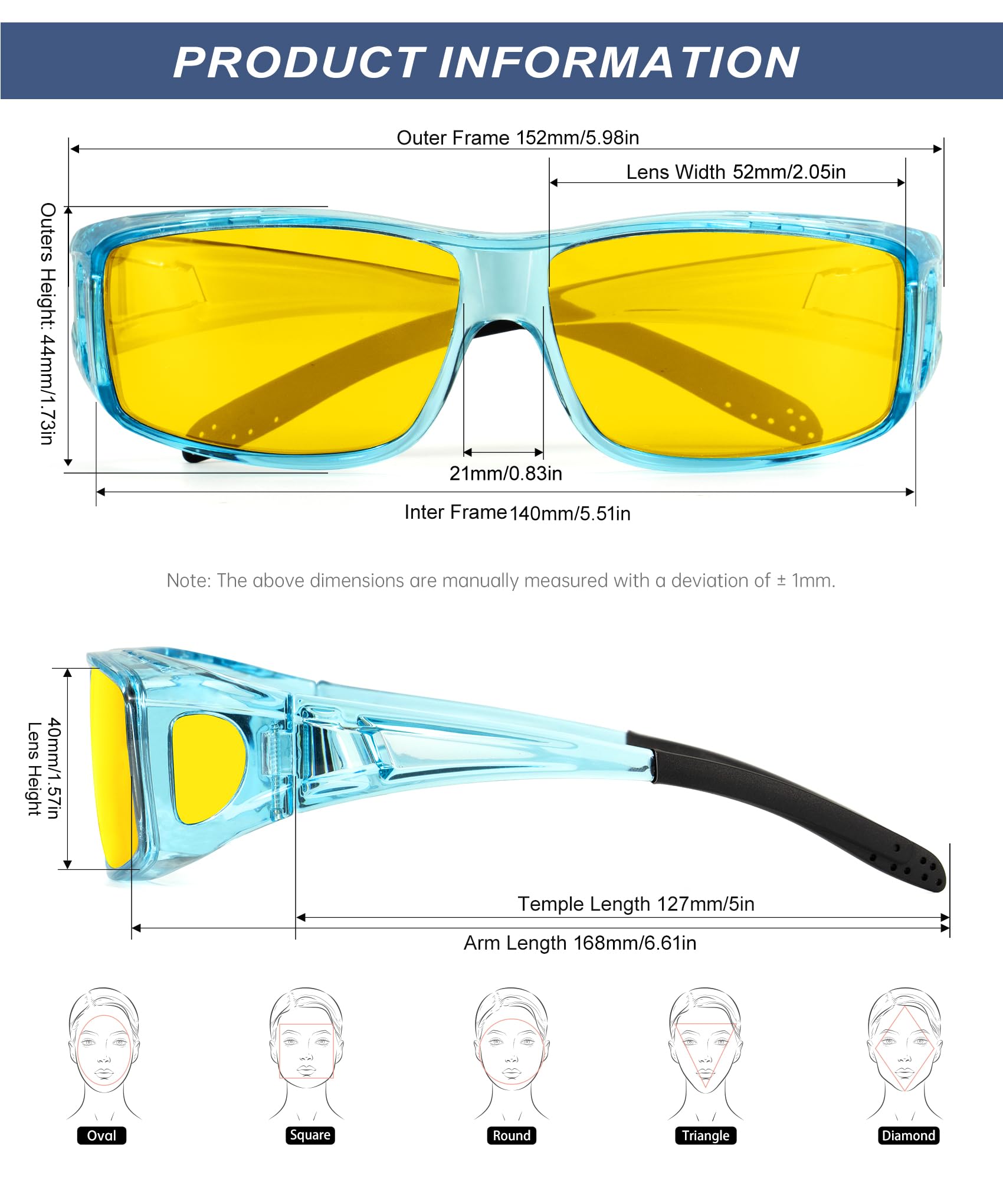 KALIYADI Night-Vision-Glasses Fit-Over-Glasses Wrap-Around Glasses: Night Vision Glasses Anti Glare HD for Driving WMKAS105-12-13-14