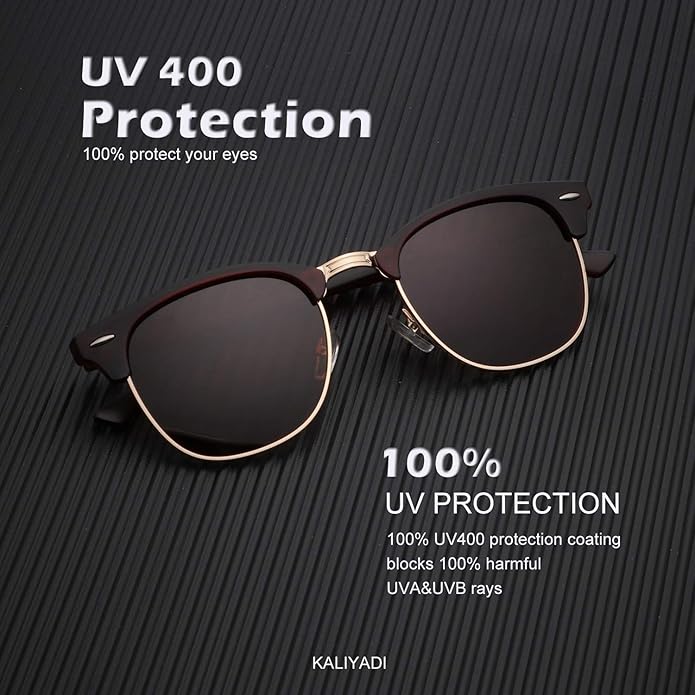 KALIYADI Polarized Sunglasses for Men and Women Semi-Rimless Frame Driving Sun glasses UV Blocking S23-1-6