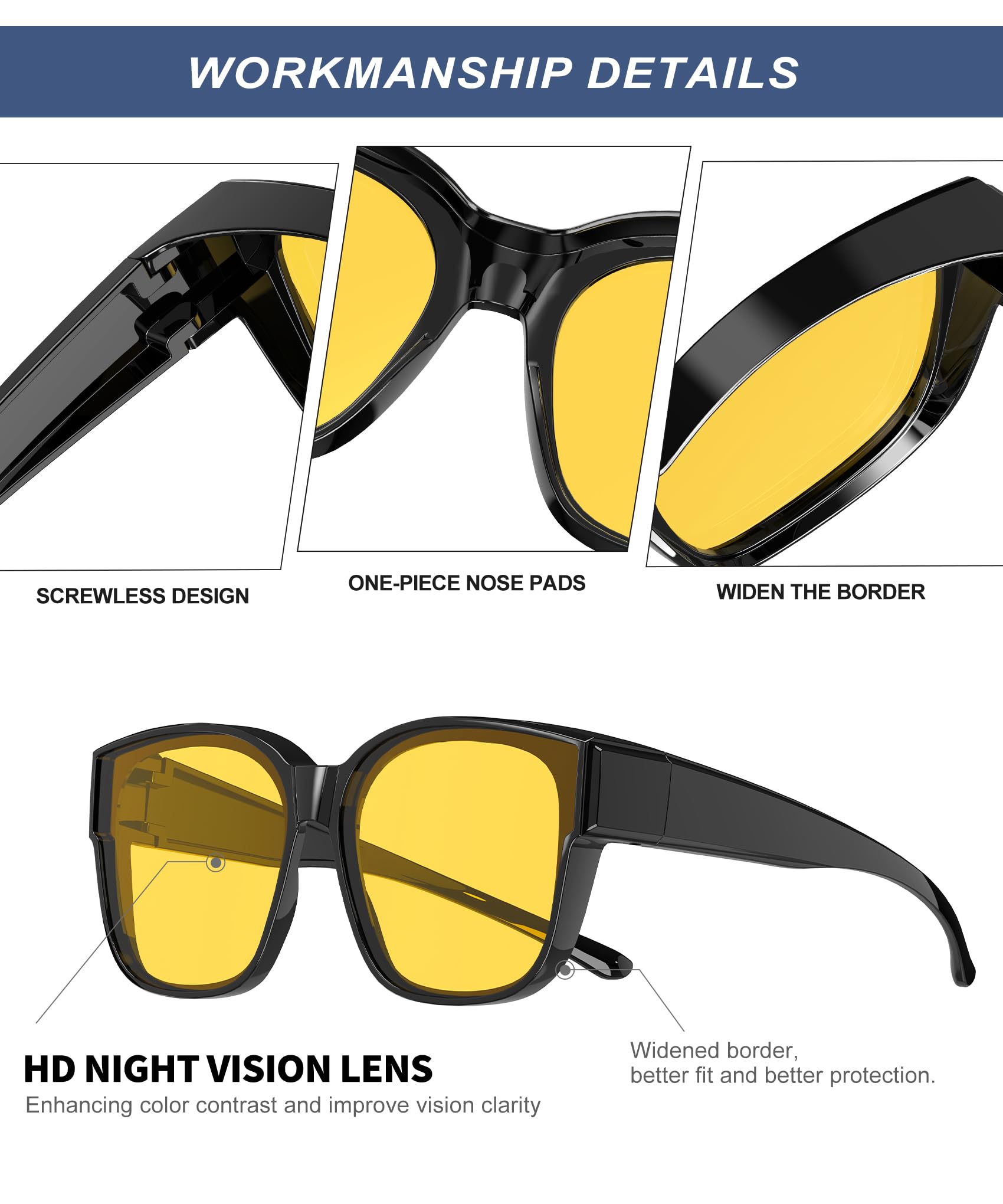 KALIYADI Night-Vision Driving Glasses Fit-Over-Eyeglasses:Anti-Glare Oversized Glasses for Men Women High Definition Lens XXL(WMKAS108-8)