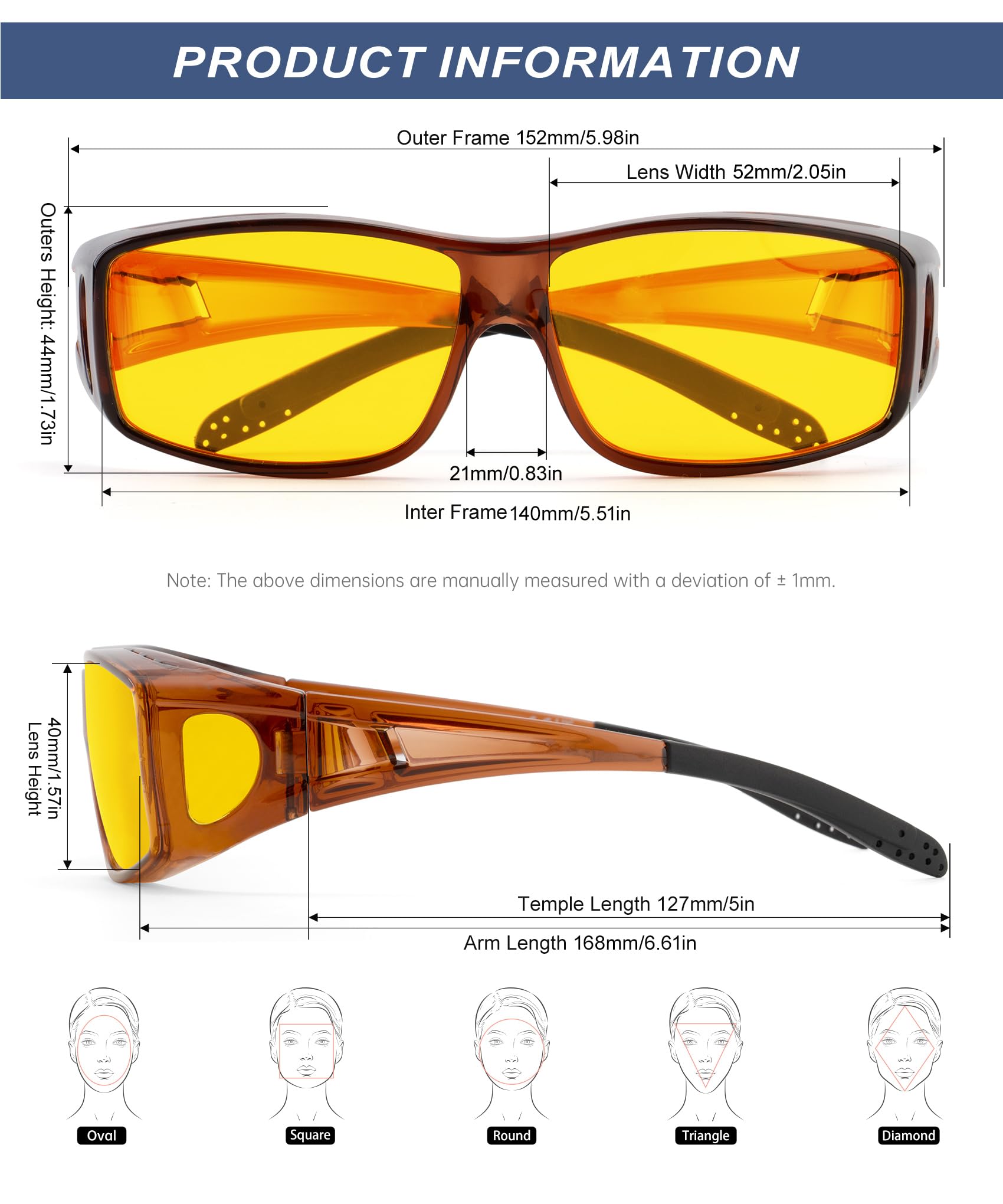 KALIYADI Night-Vision-Glasses Fit-Over-Glasses Wrap-Around Glasses: Night Vision Glasses Anti Glare HD for Driving WMKAS105-12-13-14