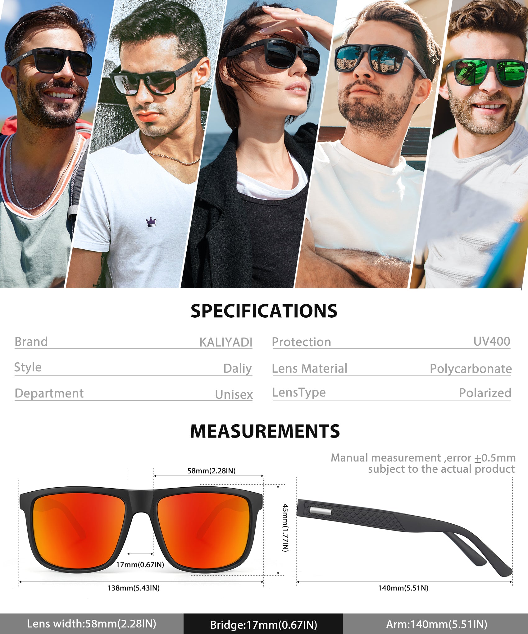 Polarized-Sunglasses Mens UV Protection Unisex Driving Fishing Golf S13-1-3-6