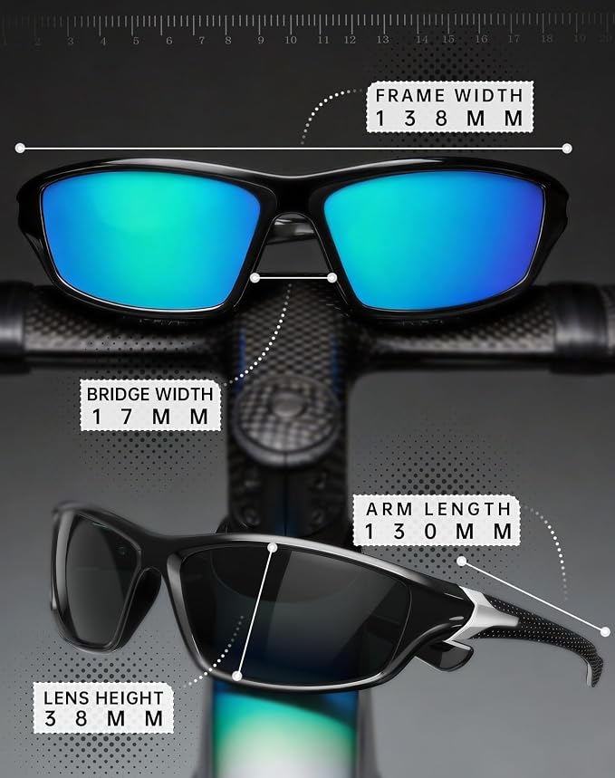 KALIYADI Sports Sunglasses for Men, Polarized Sunglasses Men with UV Protection for Running Cycling Fishing FBAKAS64-3