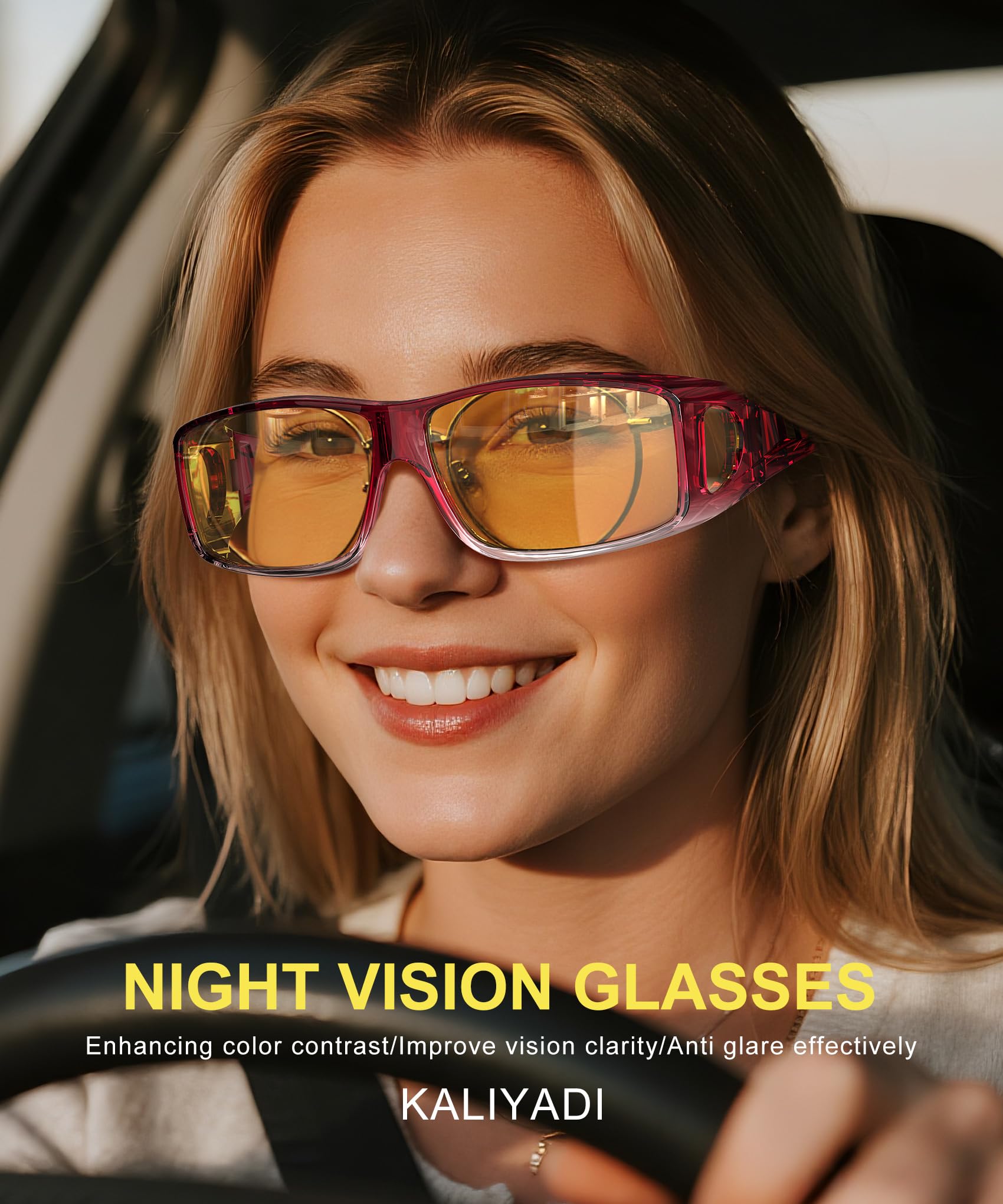 KALIYADI Night-Vision-Glasses Fit-Over-Glasses Wrap-Around Glasses: Night Vision Glasses Anti Glare HD for Driving WMKAS105-12-13-14