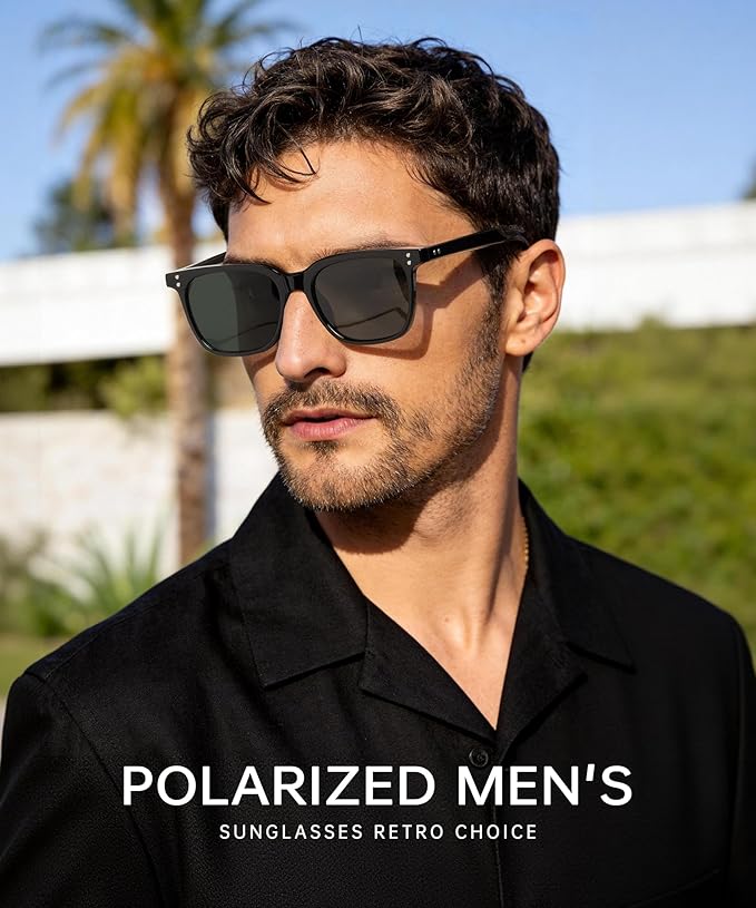 KALIYADI Mens Sunglasses Womens Sunglasses Small Face: Square Polarized Sunglasses-Men for Driving Fishing Golf UV400 S83-1