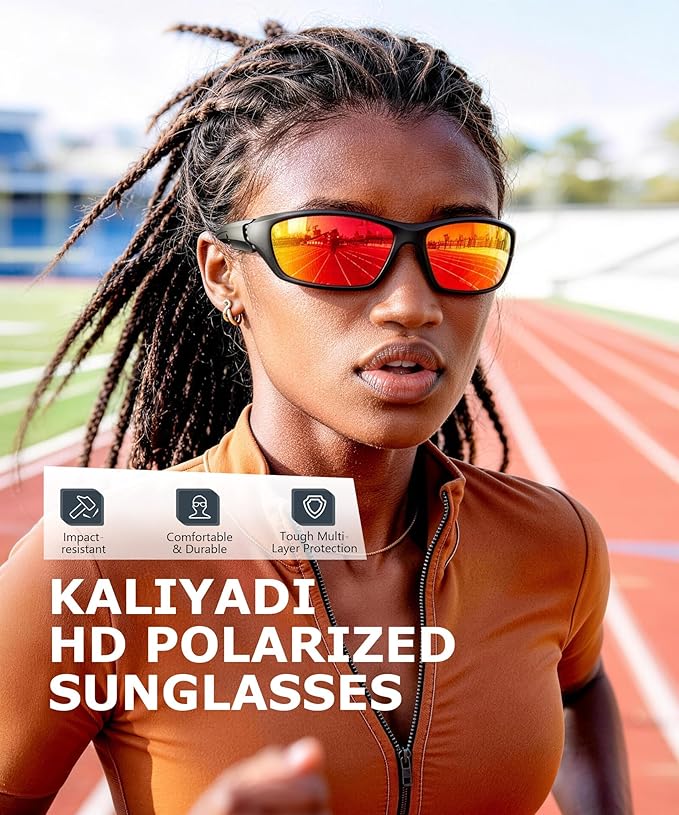 KALIYADI Polarized-Sunglasses-Men Sports Mens-Sunglasses Women: Sun Glasses with UV400 Protection for Cycling Fishing Running S68-1-2-5