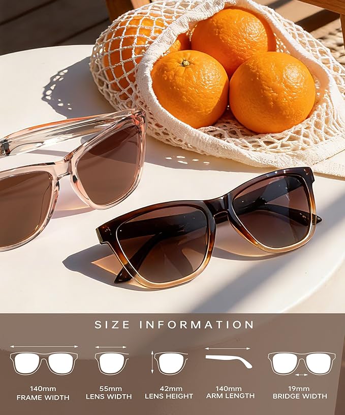 KALIYADI Womens-Sunglasses Polarized Sunglasses-Womens Trendy: Retro Sun Glasses with UV Protection for Travel Driving S06-1-5-19