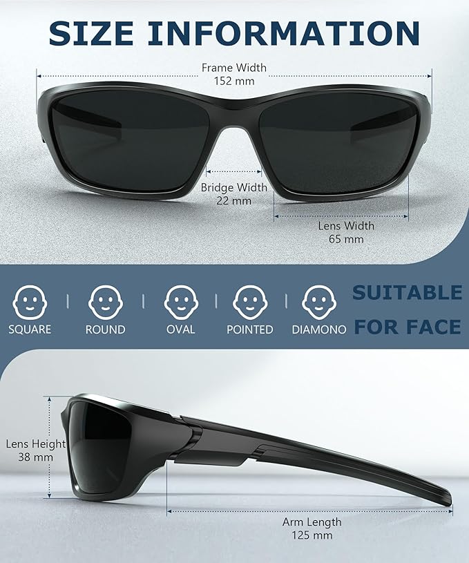 KALIYADI Polarized-Sunglasses-Men Sports Mens-Sunglasses Women: Sun Glasses with UV400 Protection for Cycling Fishing Running S68-1-2-5