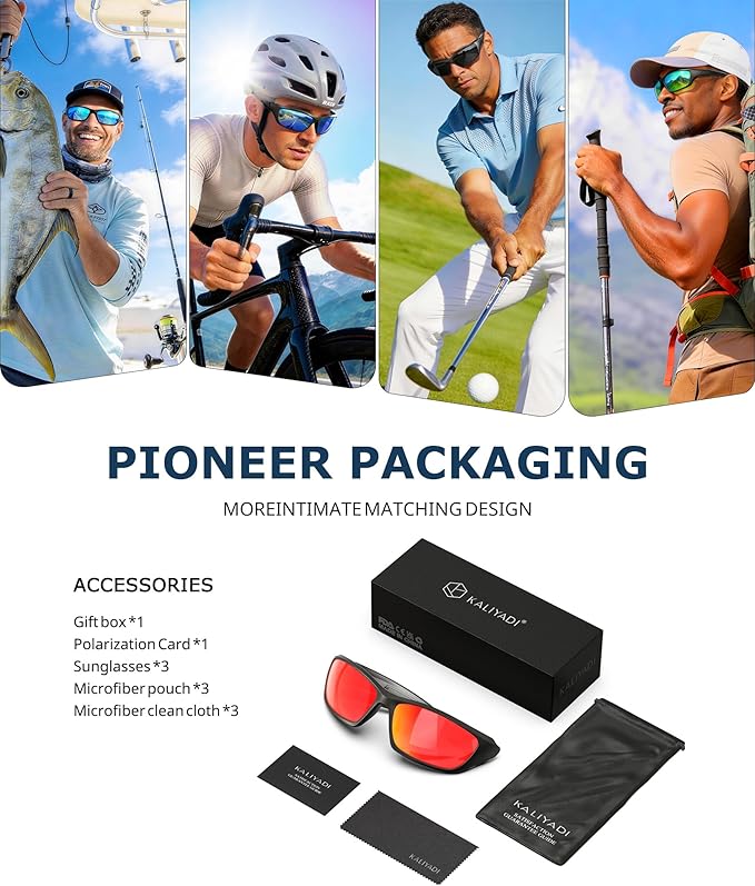 KALIYADI Polarized-Sunglasses-Men Sports Mens-Sunglasses Women: Sun Glasses with UV400 Protection for Cycling Fishing Running S68-1-2-5