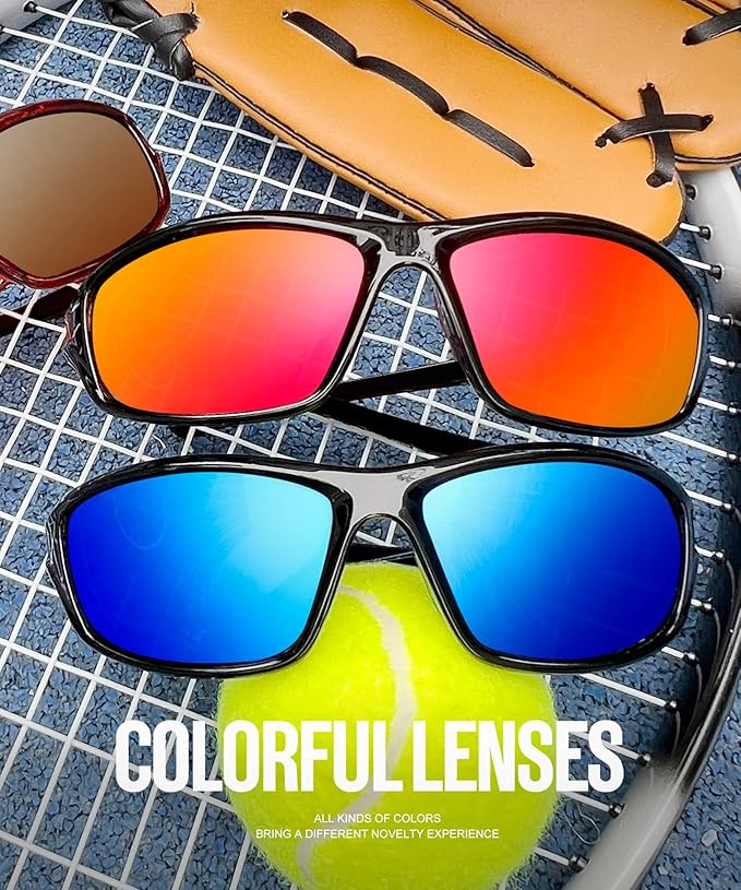 Click to see full view KALIYADI 4 Pack Polarized Sunglasses-Men Sports Sun-glasses: Mens Sunglasses UV Protection for Fishing Driving Cycling S64-1-3-4-5