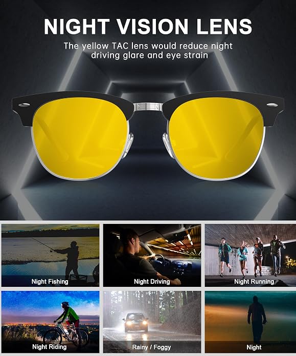KALIYADI Polarized Sunglasses for Men and Women Semi-Rimless Frame Driving Sun glasses UV Blocking KAS23-31-32