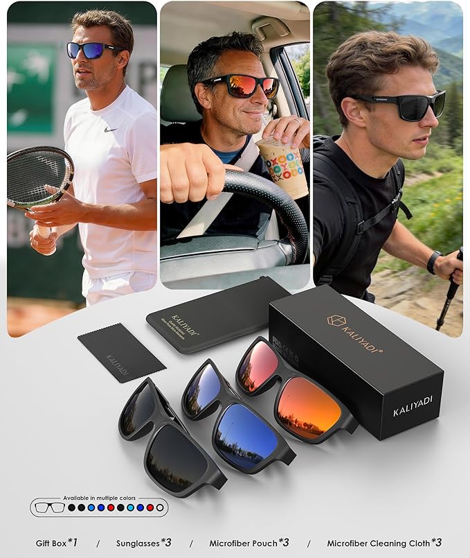 KALIYADI Sports Mens-Sunglasses Women Polarized-Sunglasses-Men: Sun Glasses with UV400 for Driving Running Cycling 150-2-4-5