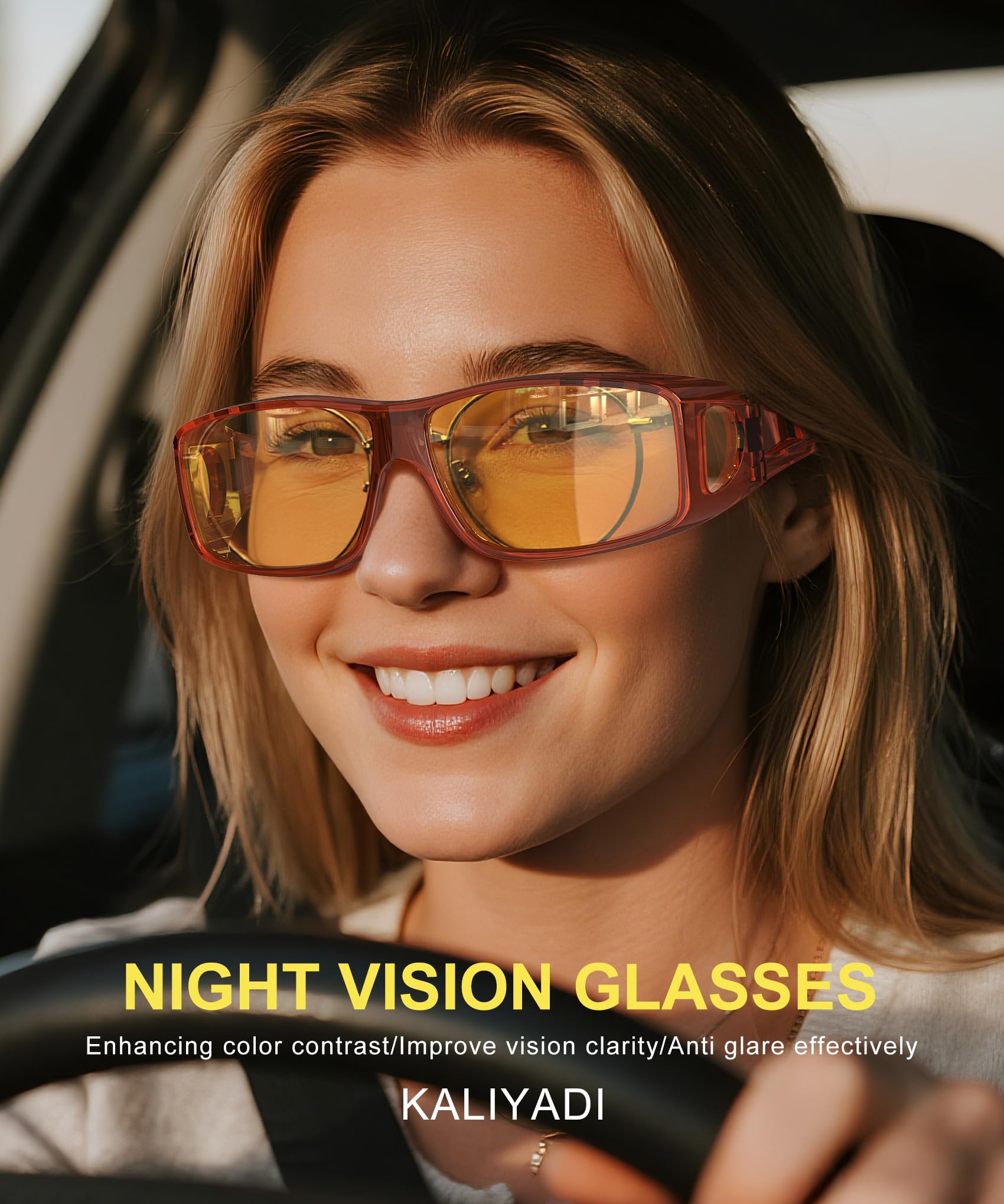 KALIYADI Night-Vision-Glasses Fit-Over-Glasses Wrap-Around Glasses: Night Vision Glasses Anti Glare HD for Driving WMKAS105-12-13-14